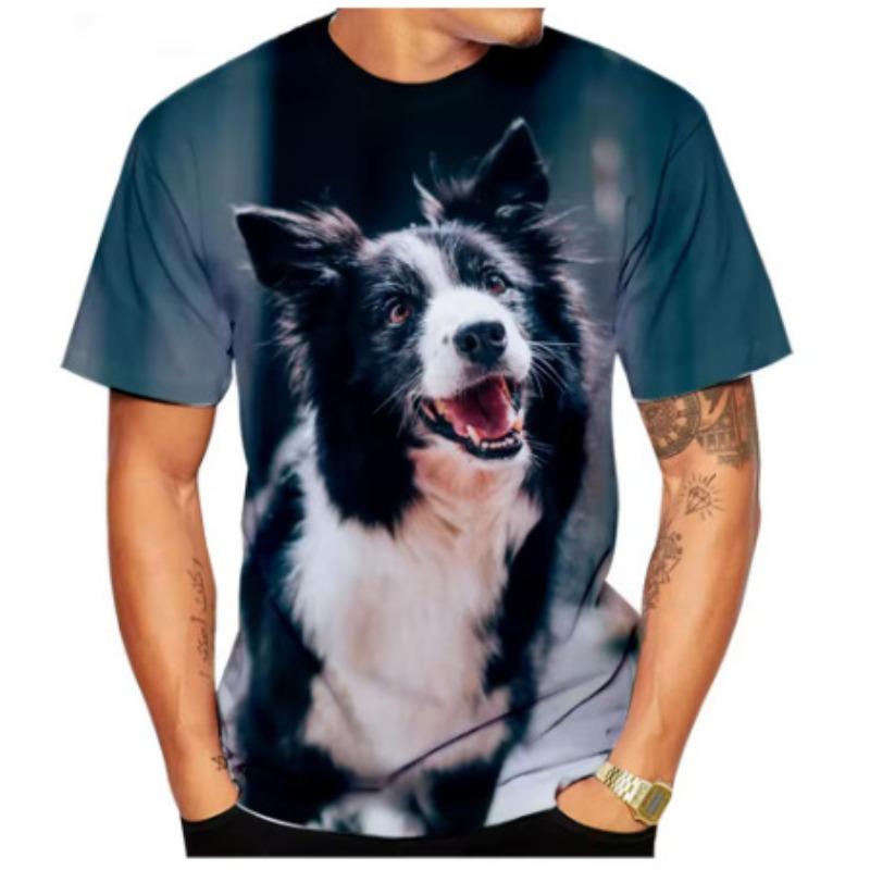 

Мужская летняя футболка с принтом Бордер-колли, напечатанная на 3D-принтере S
