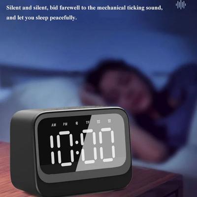 Creative Digital Display Bluetooth Speaker Mini Stereo Sound Alarm Clock Portable LED Mirror Clock Gift