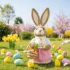 Easter Bunny on Swing Handmade Woven Grass Rabbit Creative Figurine Home Decor Hanging Ornament Forest Theme Gift Souvenir