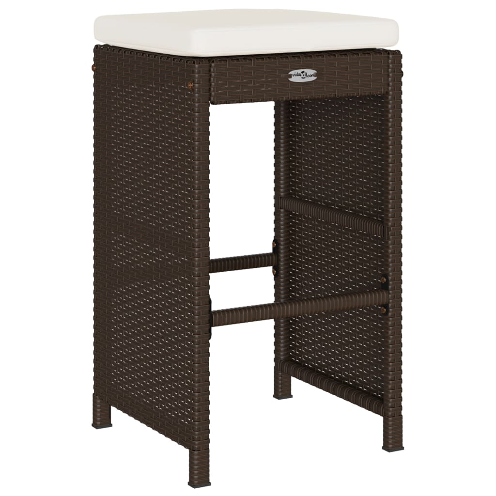 Garden Bar Stool with Cushions 6 pcs Brown Poly Rattan