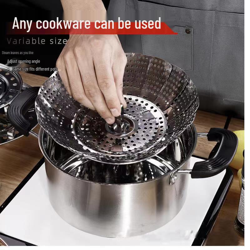 Stainless Steel Foldable Lotus Steamer and Draining Fruit Tray
