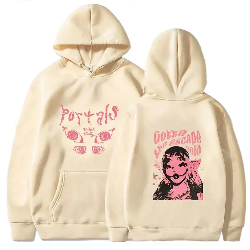 Melanie Martinez Длинные рукава с капюшоном Толстовки Harajuku Street Fashion Свитера Повседневные Portals Tour Женские унисекс толстовки от Amy Martinez L бежевый
