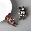 Trendy Red & Black Spade Knight Brooch – Retro Versatile Corsage Badge