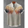 Camicia da Uomo a Maniche Corte con Stampa Ondulata, Design alla Moda, Top Estivo da Uomo, Camicia Hawaiana Casual Trendy per le Vacanze