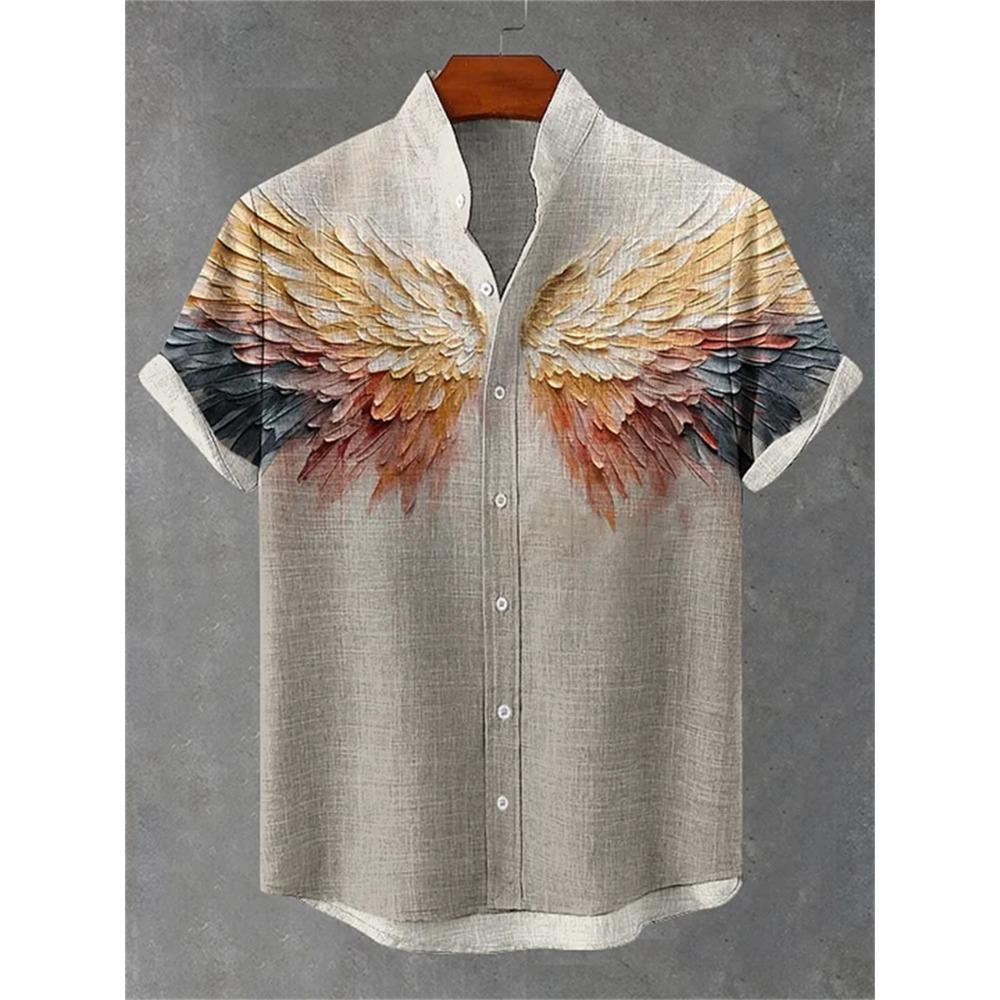 Camicia da Uomo a Maniche Corte con Stampa Ondulata, Design alla Moda, Top Estivo da Uomo, Camicia Hawaiana Casual Trendy per le Vacanze