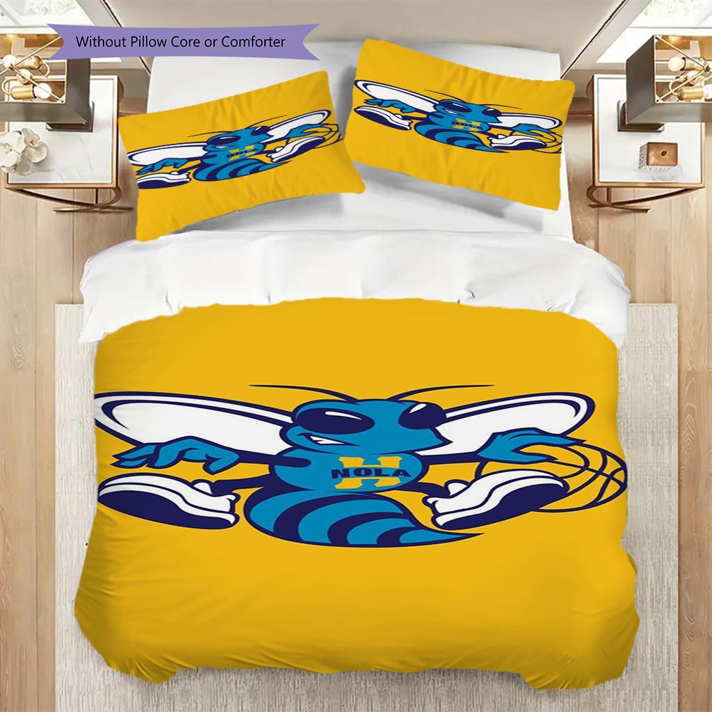 Charlotte Hornets Dynamic Blue Energy Three-piece set(1 * duvet cover + 2 * pillowcase, without core)Soft and comfortable Bedding set