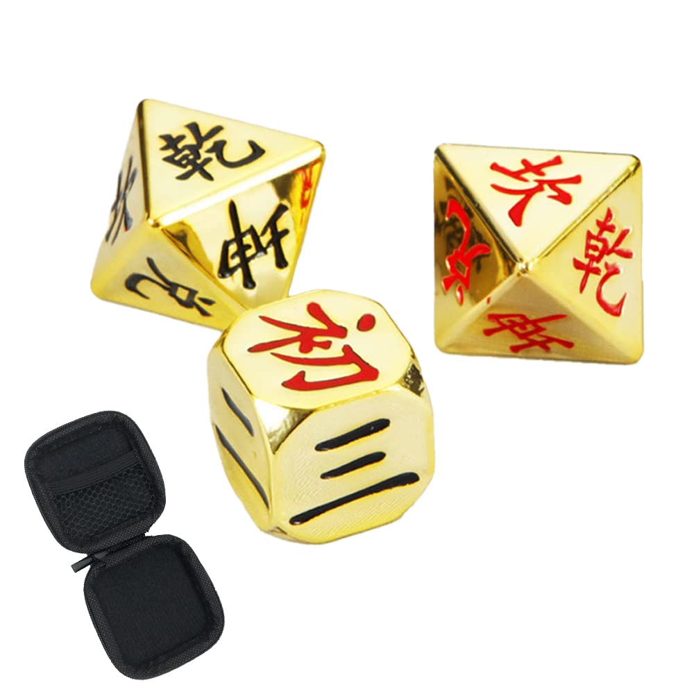 

Набор из 3 гадальных костей И Цзин с мешочком для хранения Кости-октаэдры И Цзин Чжоуи Багуа Гадание И Цзин Гадание Бамбук Фэн-шуй Руководство по золотой