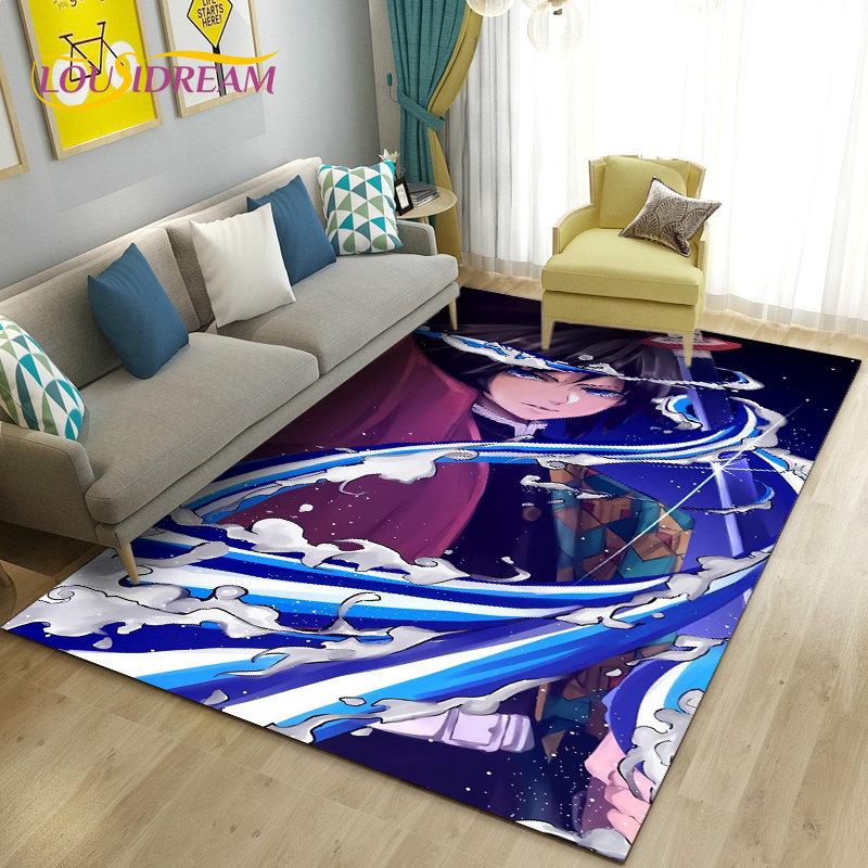 3D Demon Slayer Cartoon Area Rug Large,Carpet Rug for Living Room Bedroom Sofa Doormat Decoration,Kids Play Non-slip Floor Mat