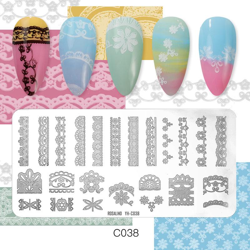 

ROSALIND штамп для ногтей цветок оставить DIY шаблон для штамповки абстрактный дизайн ногтевая пластина трафарет с цветочным принтом инструменты из нержавеющей стали