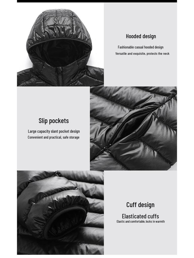 NASA2024 Men's Lightweight Down Jacket - Short, Portable, Thin, Packable, Plus Size, for Autumn & Winter