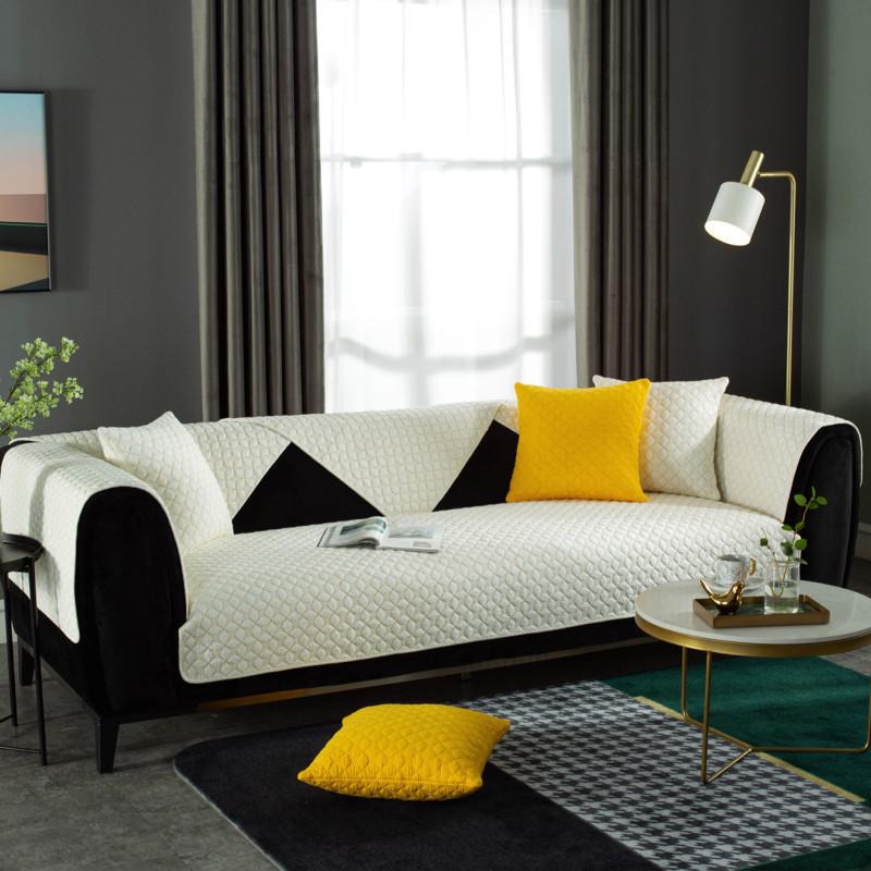 New Sijitong Fabric Cotton Quilted Embroidered Sofa Cushion Chinese Simple Double-sided Leather Sofa Cushion Towel