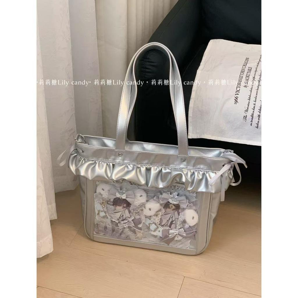 Ruffles High Capacity Bags for Woman Original Sac Femme Crossbady Shoulder Bag Sweet Bolsos mujer Transparent Bolsas Bolsa
