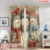 2pcs 2D Flat Printing Merry Christmas Trendy Curtains Christmas Snowmen Cardinals Gifts Digital Printed Polyester Drapes Festive