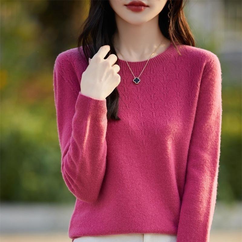 Round-neck Open-work Hook-pattern Loose Pullover Sweater Knitted Sweater Base Layer Sweater