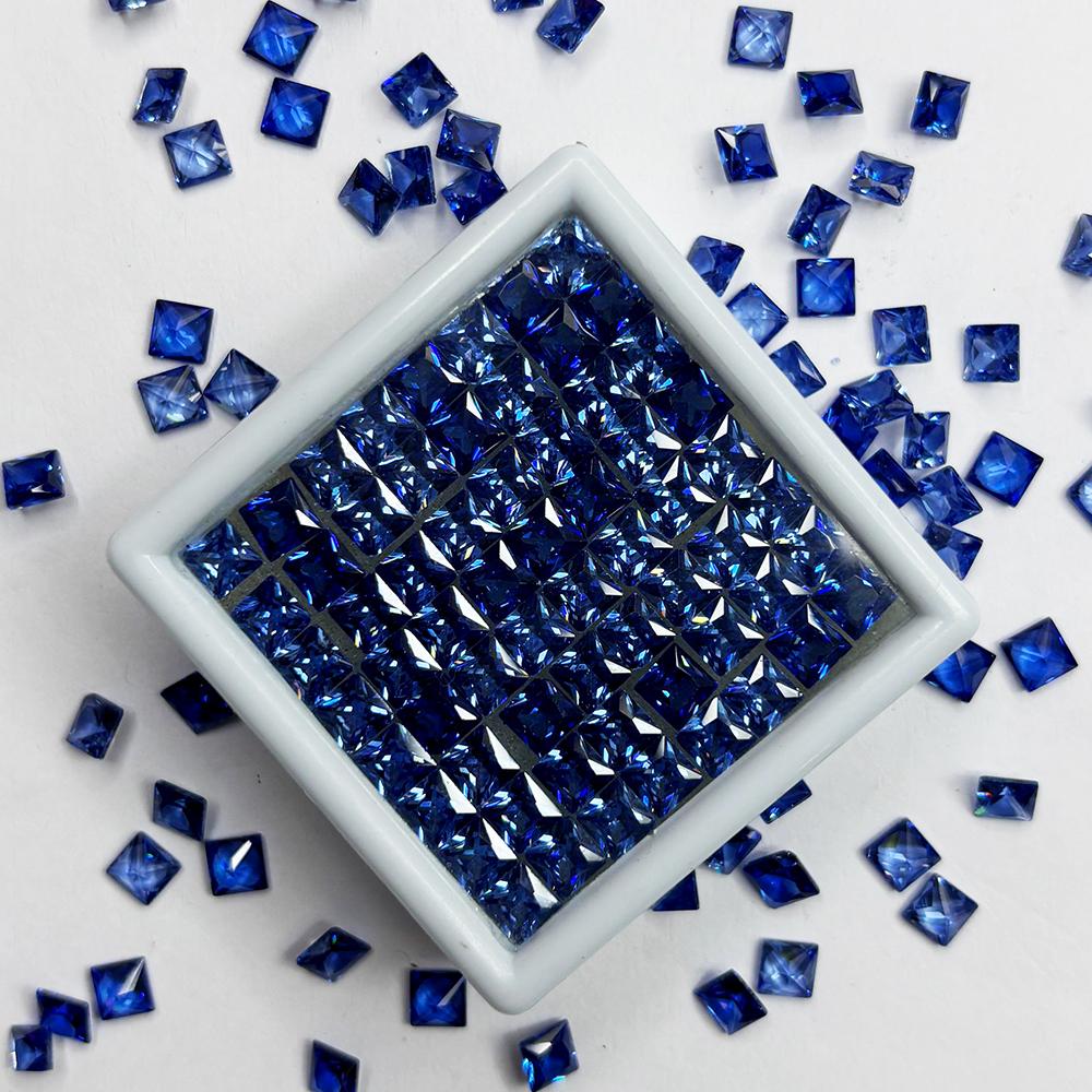 12.00 Ct Square Cut Natural Blue Sapphire Certified Loose Gemstone 5x5 mm Lot