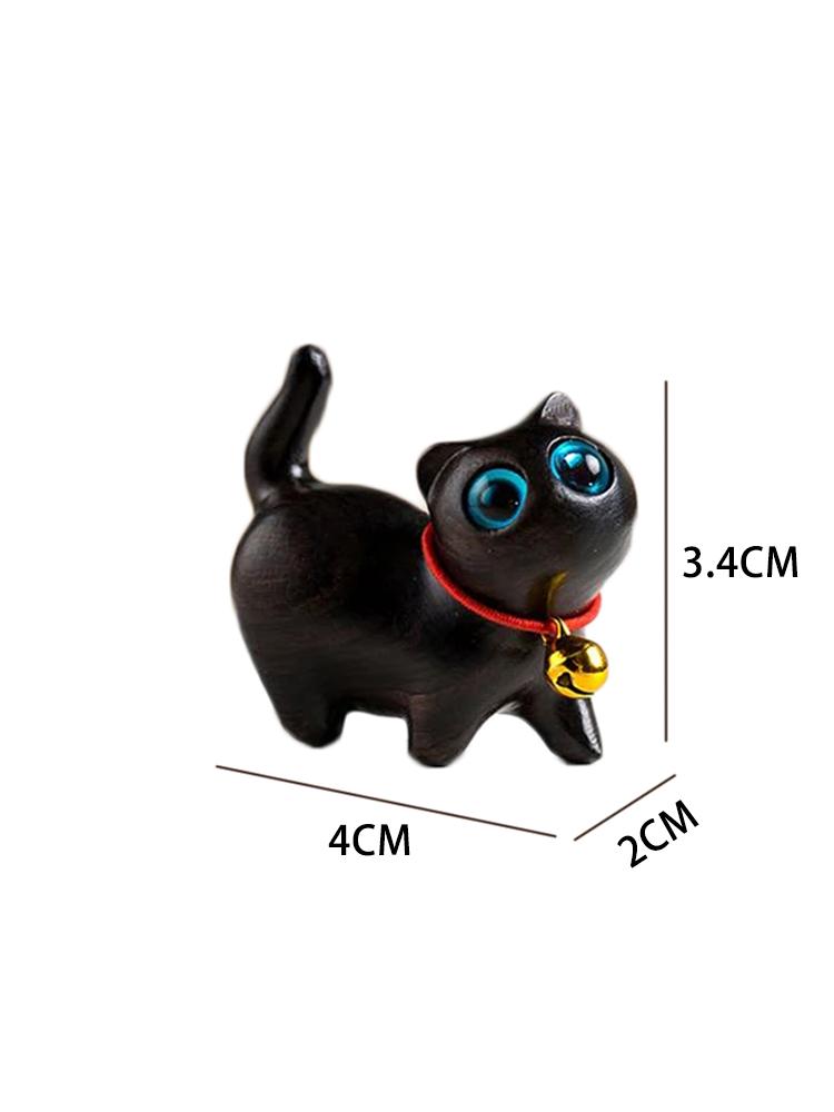 Mini Natural Wood Cat Dog Miniatures Hand-Carved Wooden Puppy Kitty Figures Room Decor Home Decoration Accessories