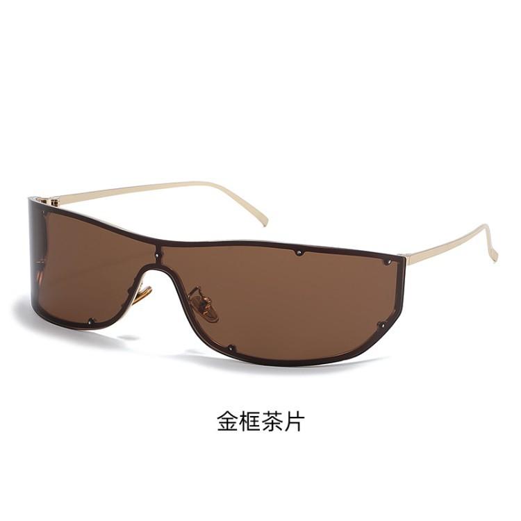 Song Yanfei large frame curved one-piece sunglasses female old money wind street shot YK Spice Girl anti-ultraviolet sunglasses