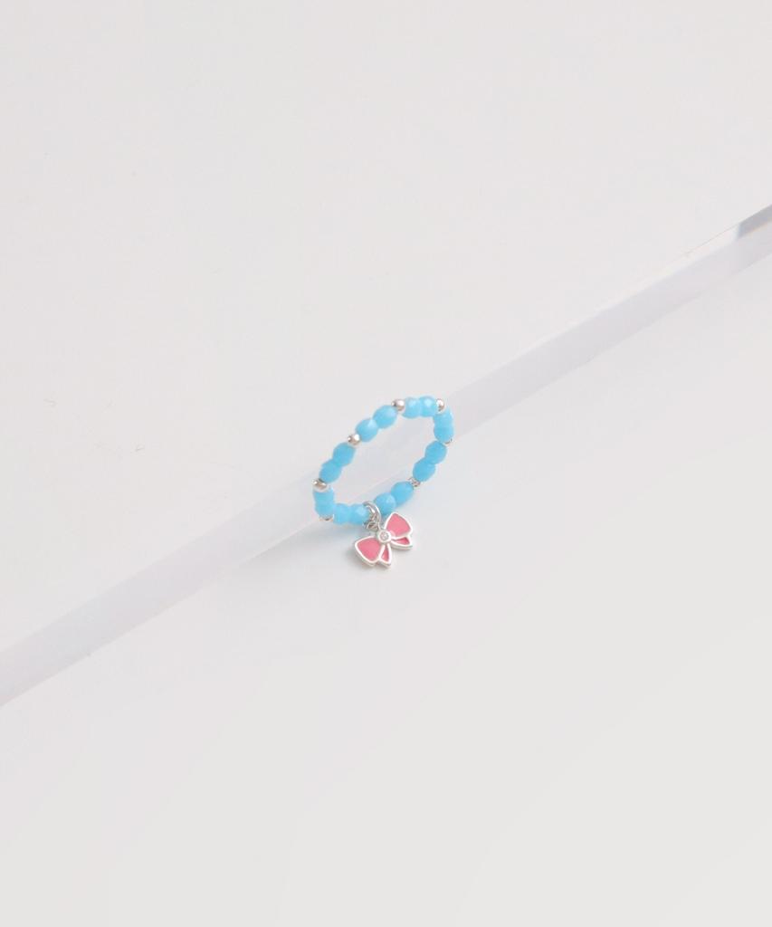 Bonbeau Silver Pink Ribbon Silverball Beads Ring 925 Silver Pink Ribbon Silver Ball Banding Czech Bead Ring (Type A)