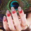 24Pcs Red Round False Nails Acrylic Uv Gel Full French Fake Nails Art Tips Tools