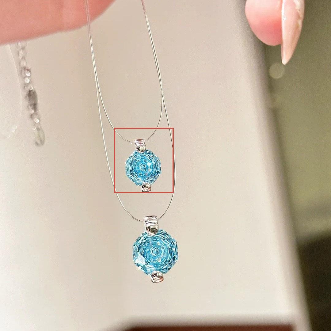 

925 Silver 45cm Transparent Neck Chain Blue zircon Pendants Necklaces For Women Luxury Jewelry Elegant Accessories Argent 925