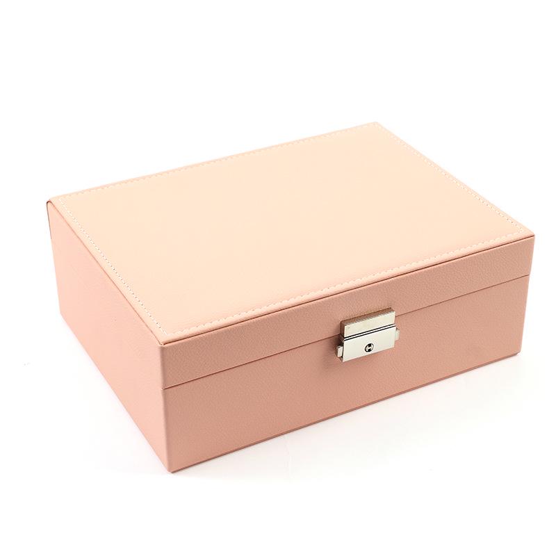 Spot PU Double-Layer Lockable Jewelry Storage Box for Rings, Earrings, and Necklaces