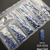 6-Grid Flat-Back Nail Art Rhinestone Set (1440pcs) - Mixed AB & Clear Glass Rhinestones Nail Decorations