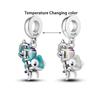 Popular Hot Charm Bead Components Compatible With Pendant Bead Component Copper Metal Authentic Original Bracelets Luminous Firefly Blue Turtle