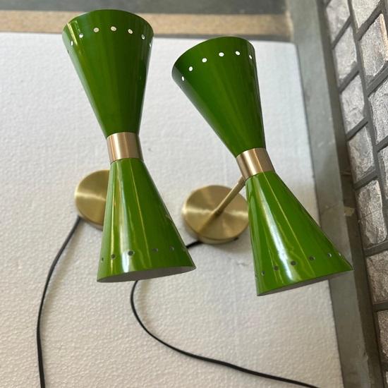 Diabolo Green Brass Sconce Mid Century Modern Wall Light Up Down Lighting