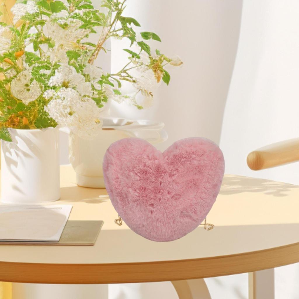Fluffy Purse Crossbody Bag Clutch Purse Wallet Cute Fashion Tote Plush Handbag Heart Shaped Shoulder Bag Evening Bag Lightweight