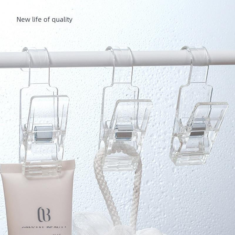 Clear Multi Functional Plastic Clip Hooks Bathroom Towel Hanging Organizer Tool