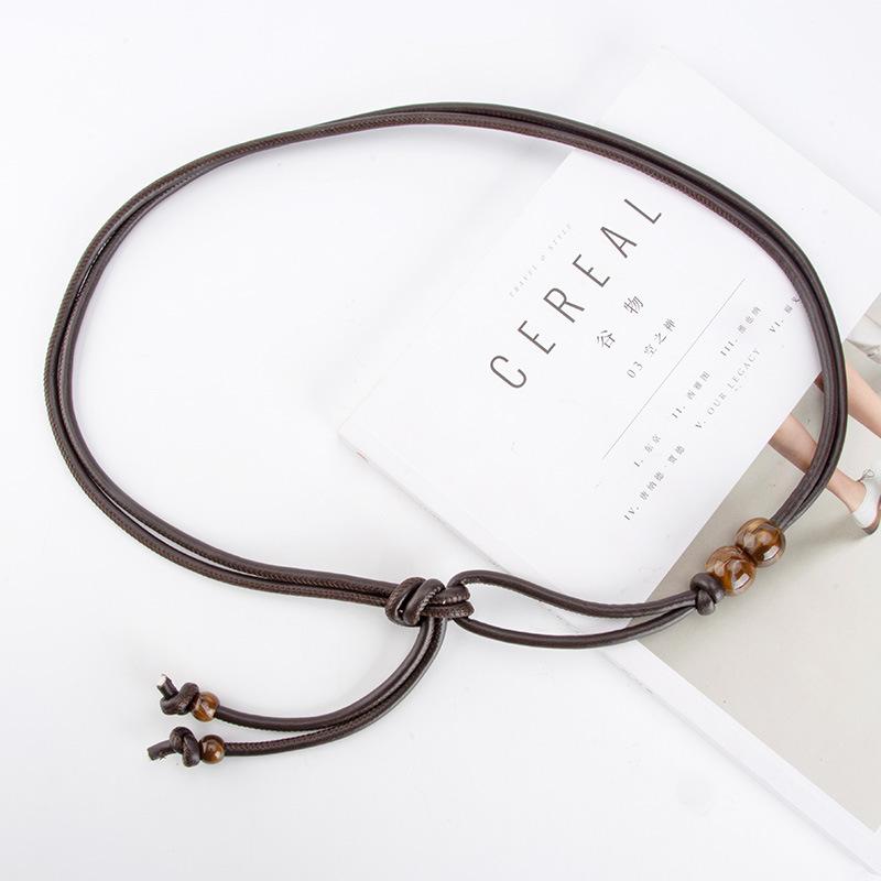 New European and American Knotted Pu Waist Rope for Women Versatile Dress Sweater High-end Decorative Waist Chain for Women