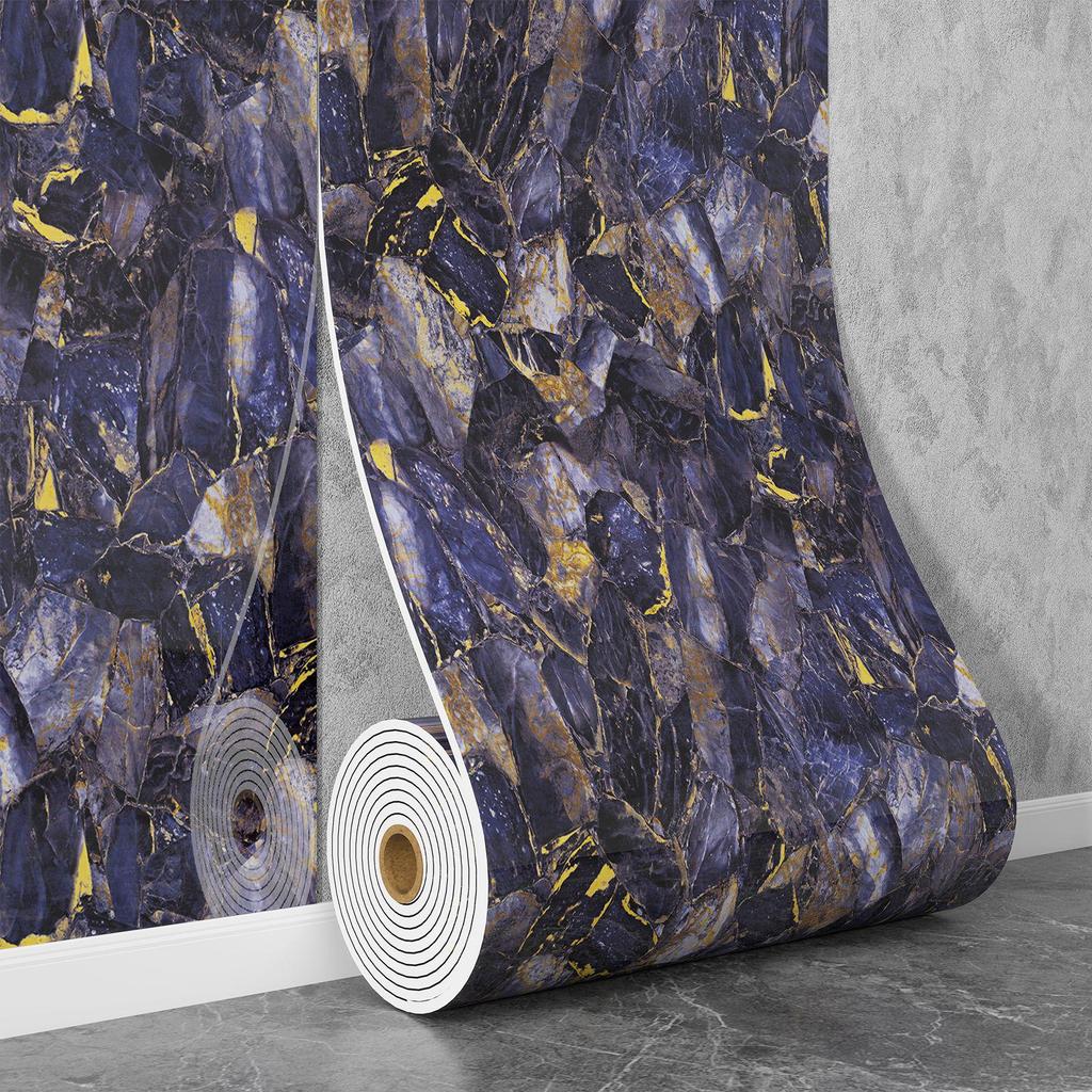 Self-Adhesive Waterproof Imitation Marble Tile Wall Sticker for Bathroom, Living Room, Kitchen, and TV Background.