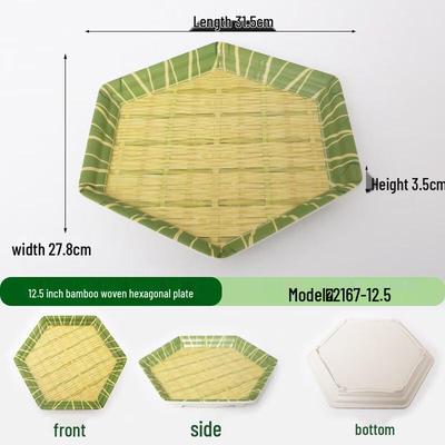 Skandináv stílusú bambusz utánzat melamin kerek tányér