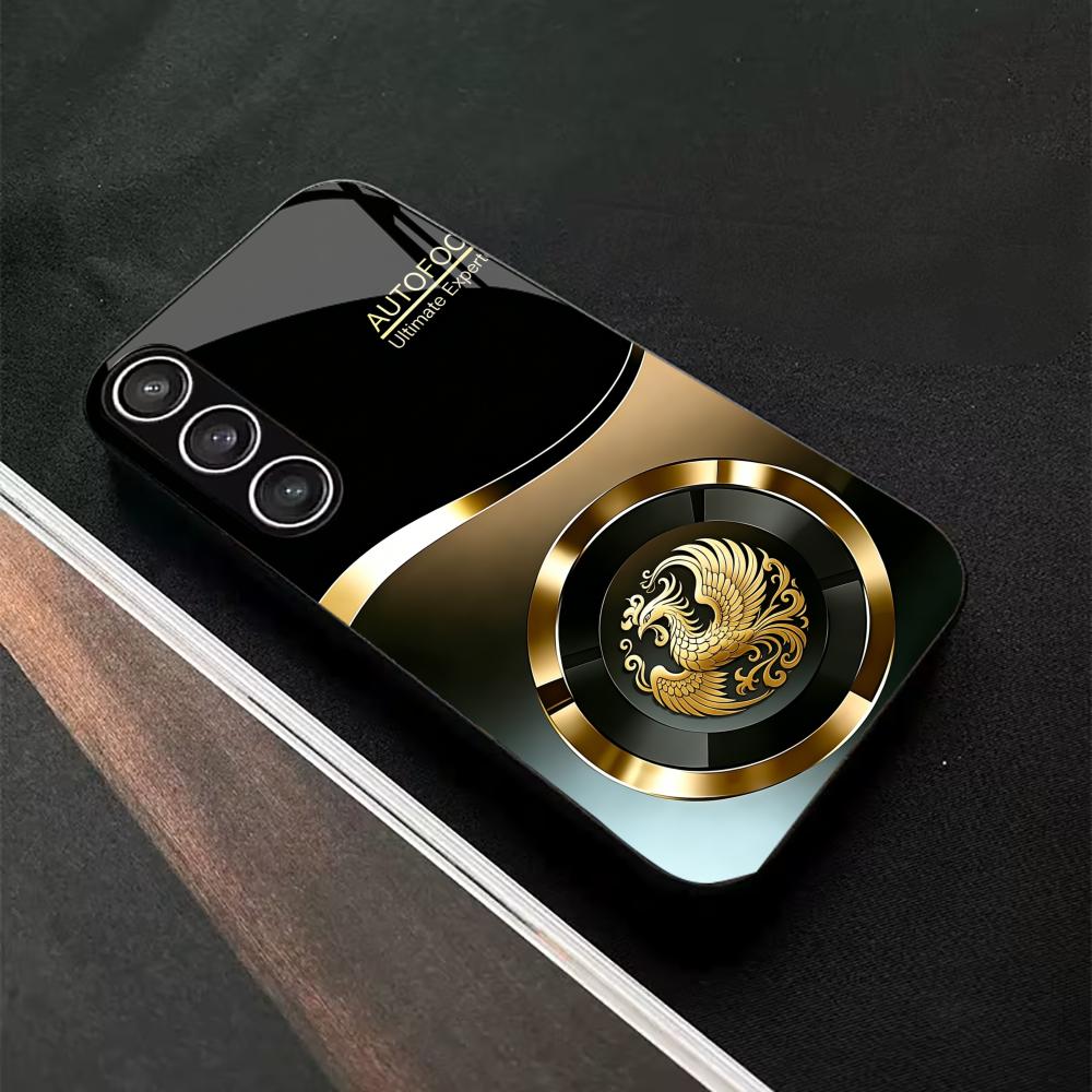 New Black Gold Phoenix Logo phone case glass s26 ultra case mobile phones for Samsung Galaxy S26 S25 S24 S23 S22 FE Ultra Plus