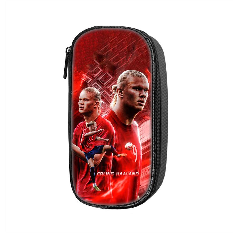 Haaland Pattern Pencil Case Makeup Bag Football Star Pen Bag Student Big Capacity Sports School Supplies Zipper Pencil Pouch