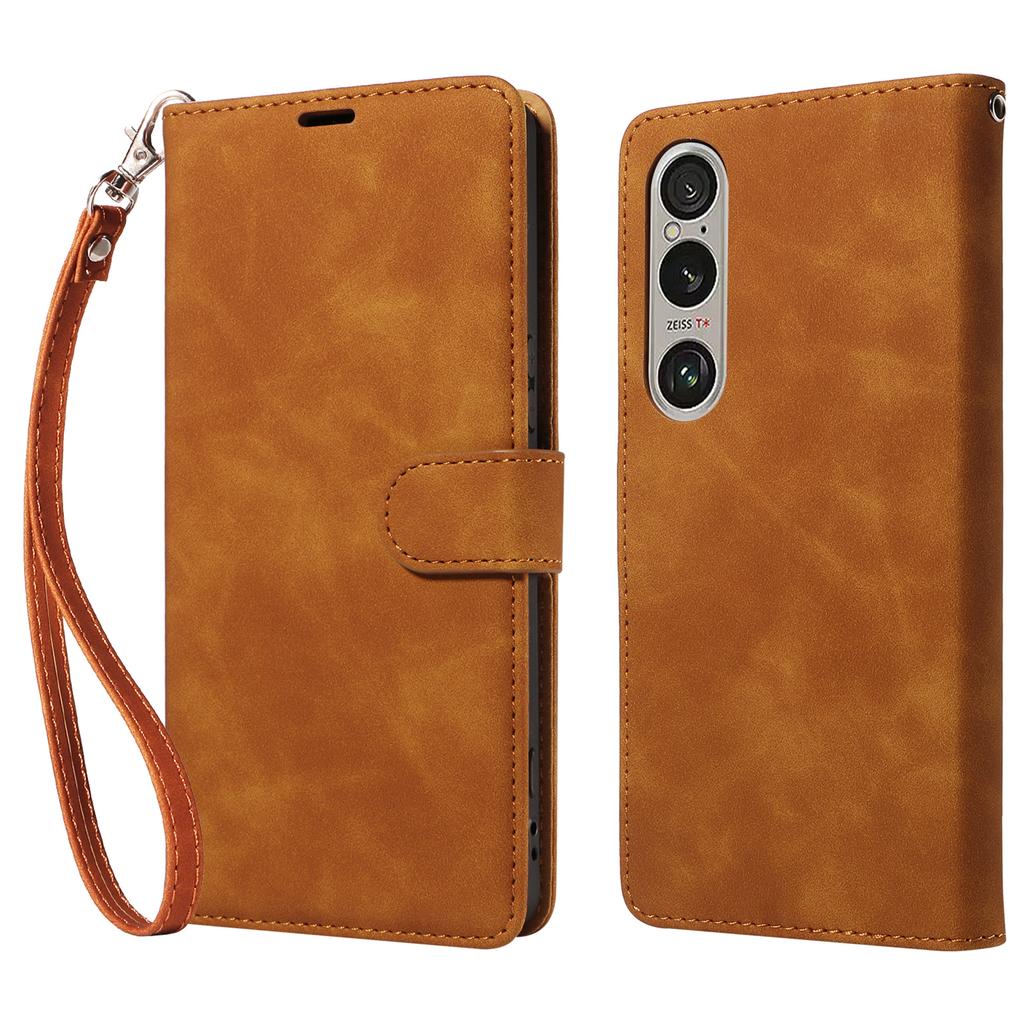For Sony Xperia 1 VI Case with Thickened Strap RFID Blocking Wallet Stand Leather Flip Phone Cover