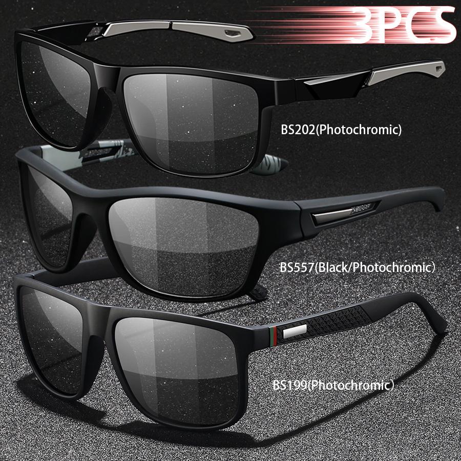 1PCS Photochromic Sports Sunglasses Men Women Vintage Cycling Driving Mountaineering Chameleon UV400 Eyewear