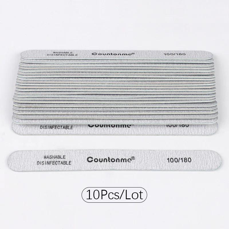 

10Pcs Nail Files 180/240 Grit Washable Wooden Files For Manicure Straight Strong Sandpaper Salon Acrylic Nail Supplies