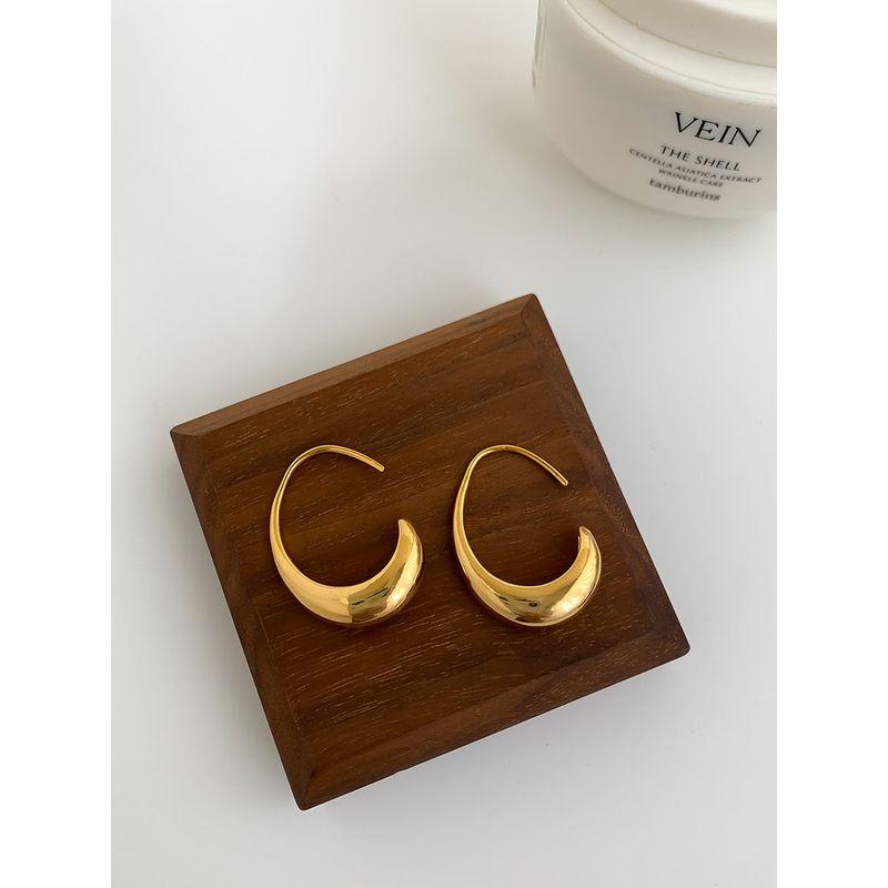 Fashion Special-Interest Design Metal Water Drop Earrings Ins Cool Style Minimalist Fancy Earrings Ear Hook Fashionmonger Personalized Gold