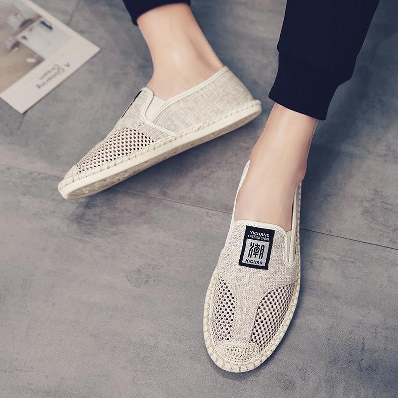 2026 Neue atmungsaktive Leinenschuhe für den Alltag Herren Espadrilles Loafer Modische Slip-on Canvas Schuhe Fischer Fahrerschuhe