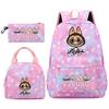 3Pcs/set Backpack for Girl School Teen Student Knapsack Women Rucksack with Lunch Bags Pencil Bag Fish Scale Style Bags