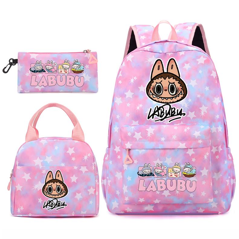 3Pcs/set Backpack for Girl School Teen Student Knapsack Women Rucksack with Lunch Bags Pencil Bag Fish Scale Style Bags