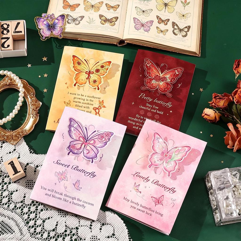 3D Foldable Butterfly Greeting Card - Elegant Couple Gift and Blessing Card