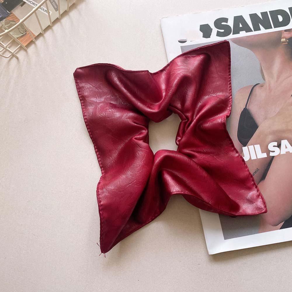 Korean Style Square Leather Hair Tie Pleated Large Intestine Hair Ring Soft PU Scrunchies  Spring