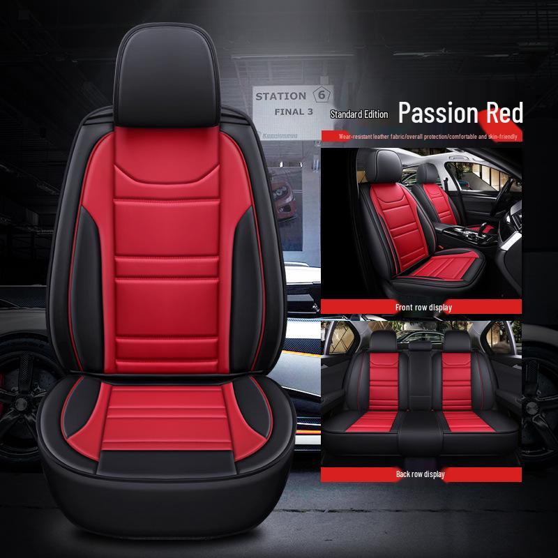 2025 Universelles Voll-/Halbwickel Leder Cartoon Autositzkissen für alle Jahreszeiten