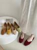 Gentle fairy wind ballet shoes 2025 spring French sweet suede round head shallow mouth soft sole grandma shoes ladyshoes
