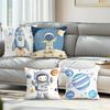 Home Decor Space-themed Astronaut & Rocket Pillow Covers Pattern Cushion Cover Suitable for Sofa Bedroom Car Pillow Cover