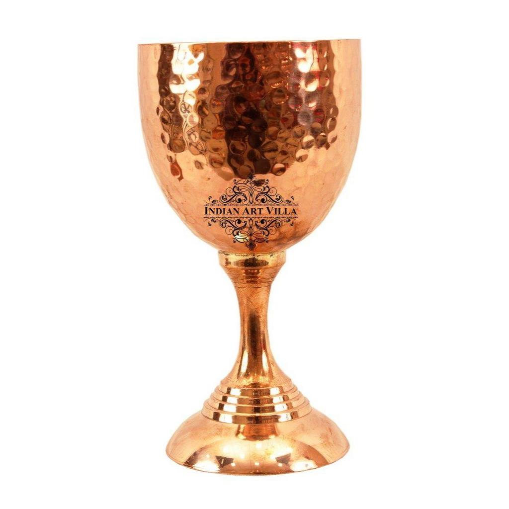 Hammered Flute Design Copper Wine Goblet Glass Tumbler, Barware, 250 Ml