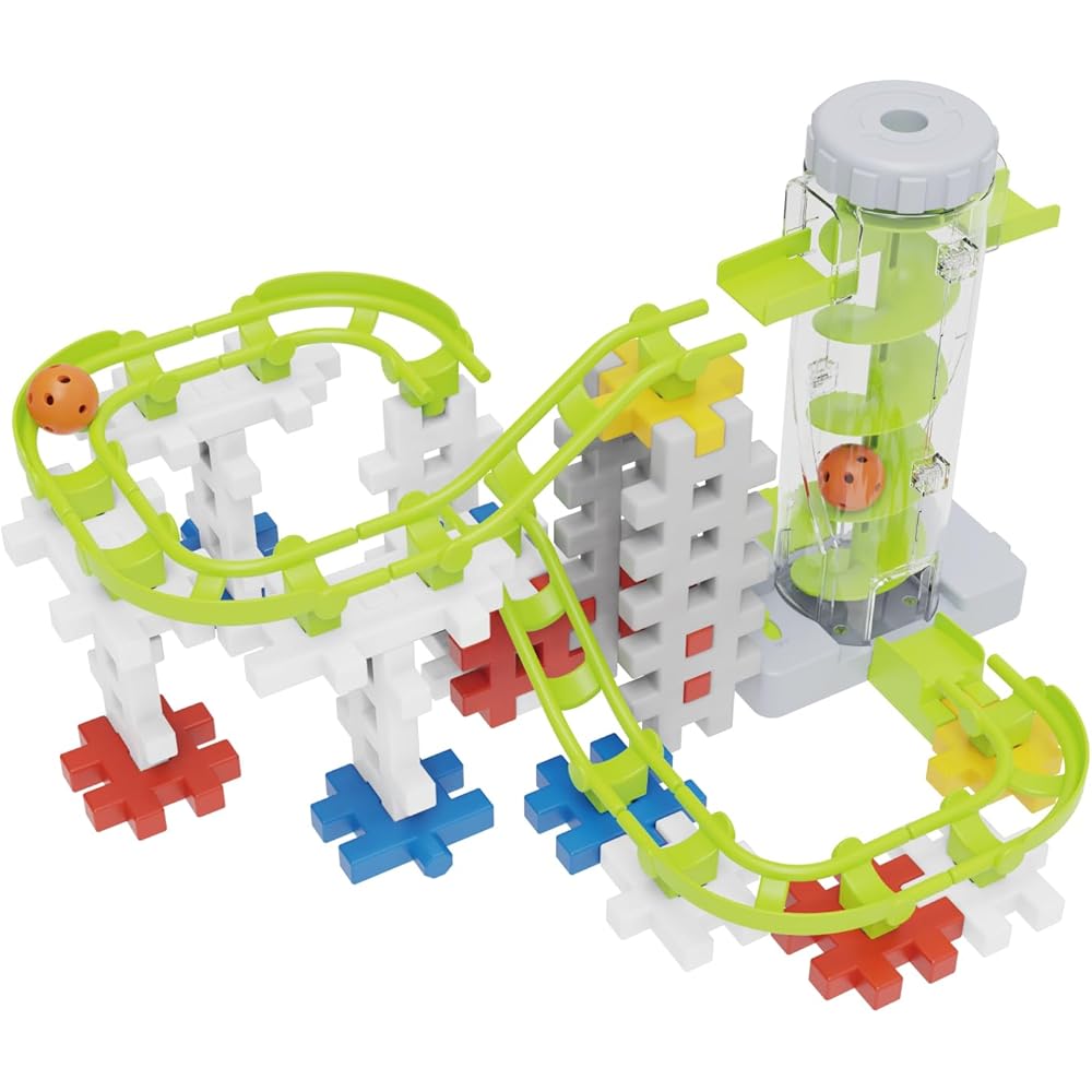 Gakken New Block Rolling Queue Spiral Tower DX Set 15 Types 109 Parts for Ages 4 and Up