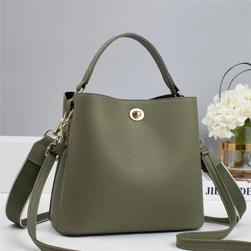 New Women's Handbag Bucket Bag High-end Female Bag Lightweight Crossbody Single Shoulder Bag Twist Lock Small Bucket Bag